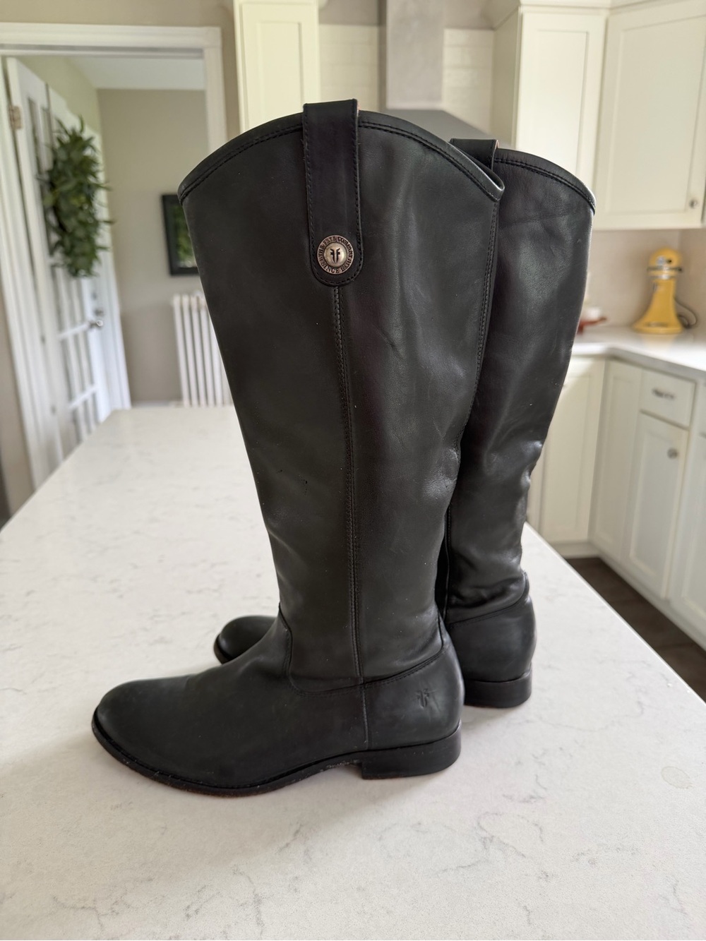 Frye Black Leather Tall Riding Boots